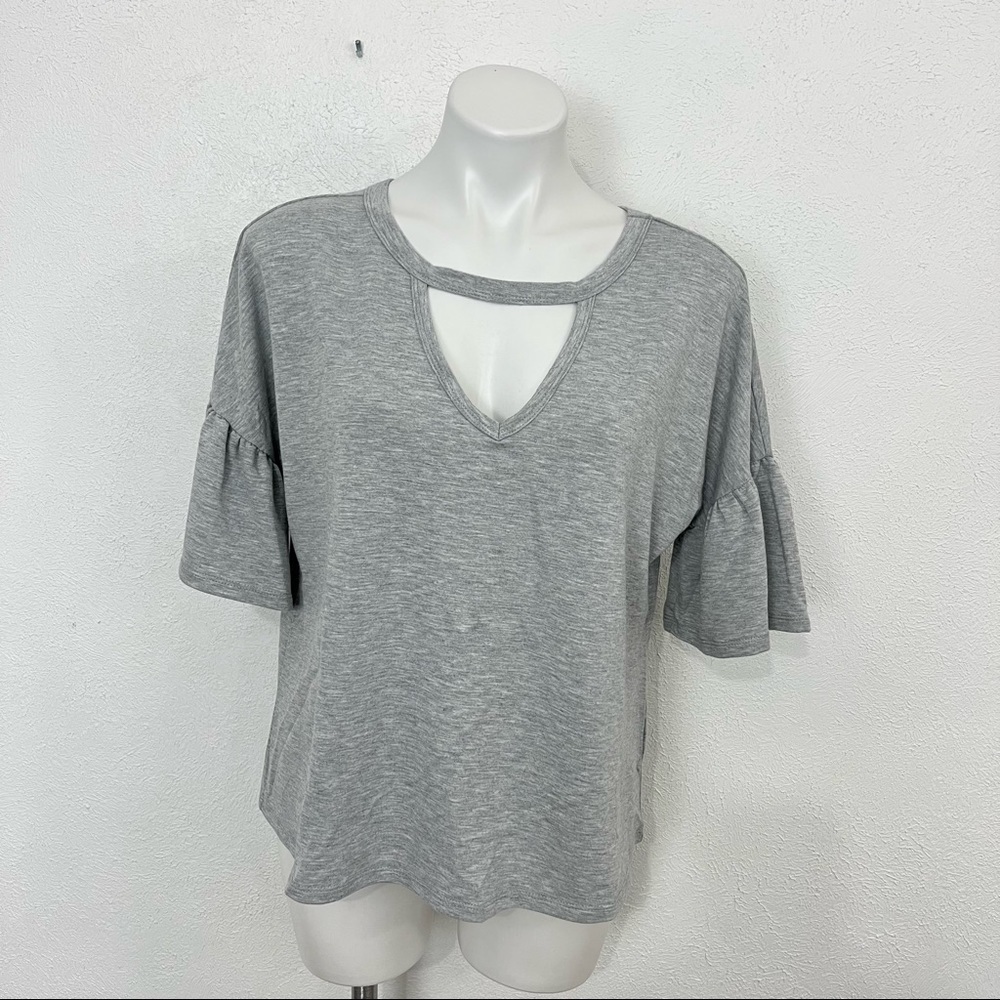 Eyeshadow Heather Grey VNeck 3/4 Bell Sleeve Size M NWT